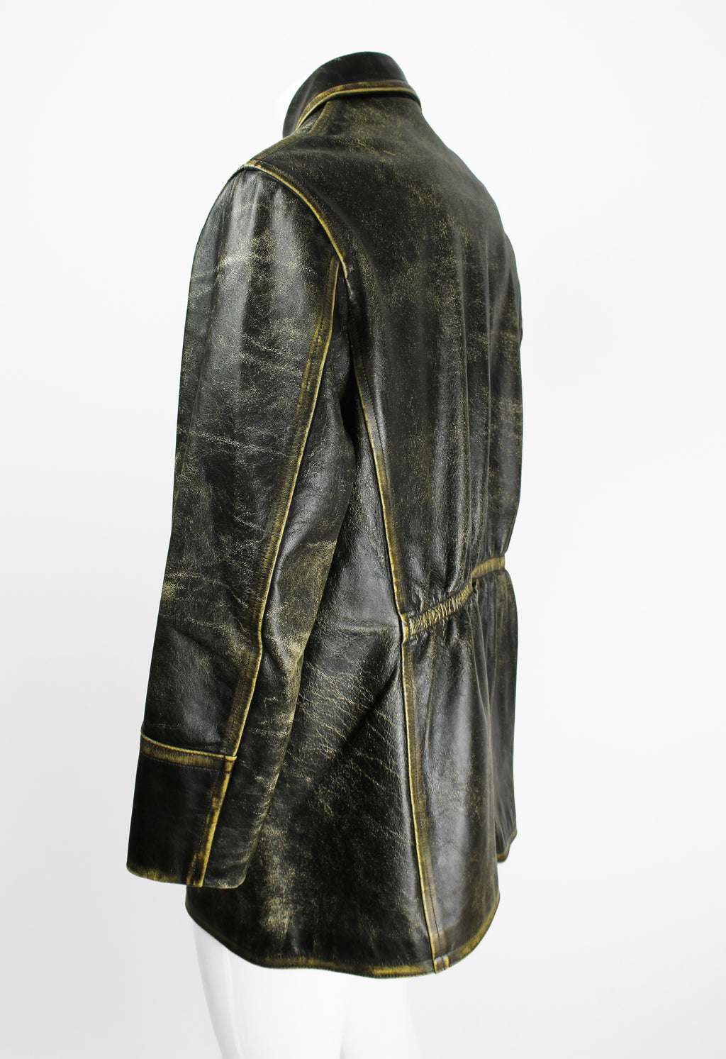 YOHJI YAMAMOTO Y'S FW 1992 CRACKED LEATHER COAT