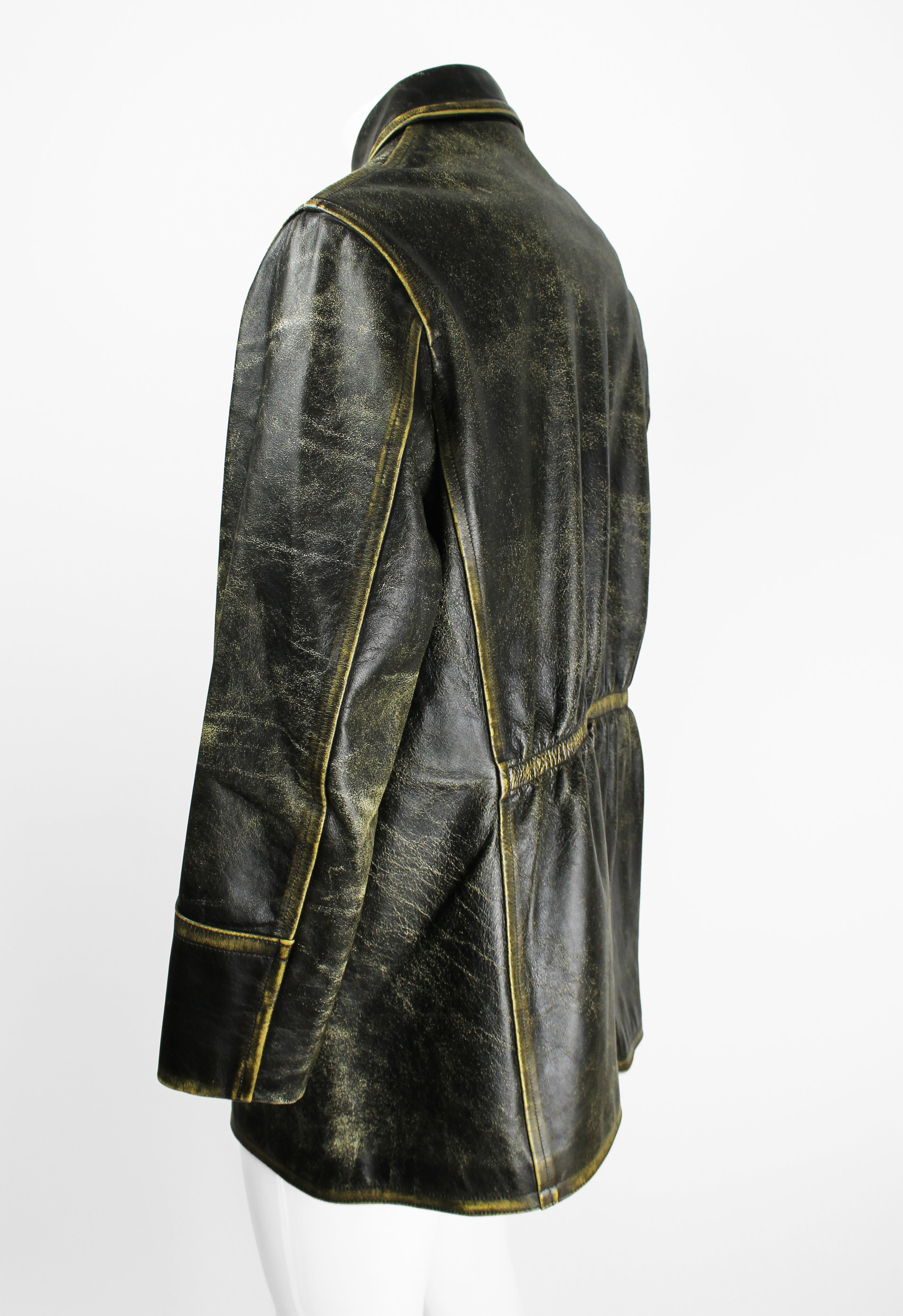 YOHJI YAMAMOTO Y'S FW 1992 CRACKED LEATHER COAT