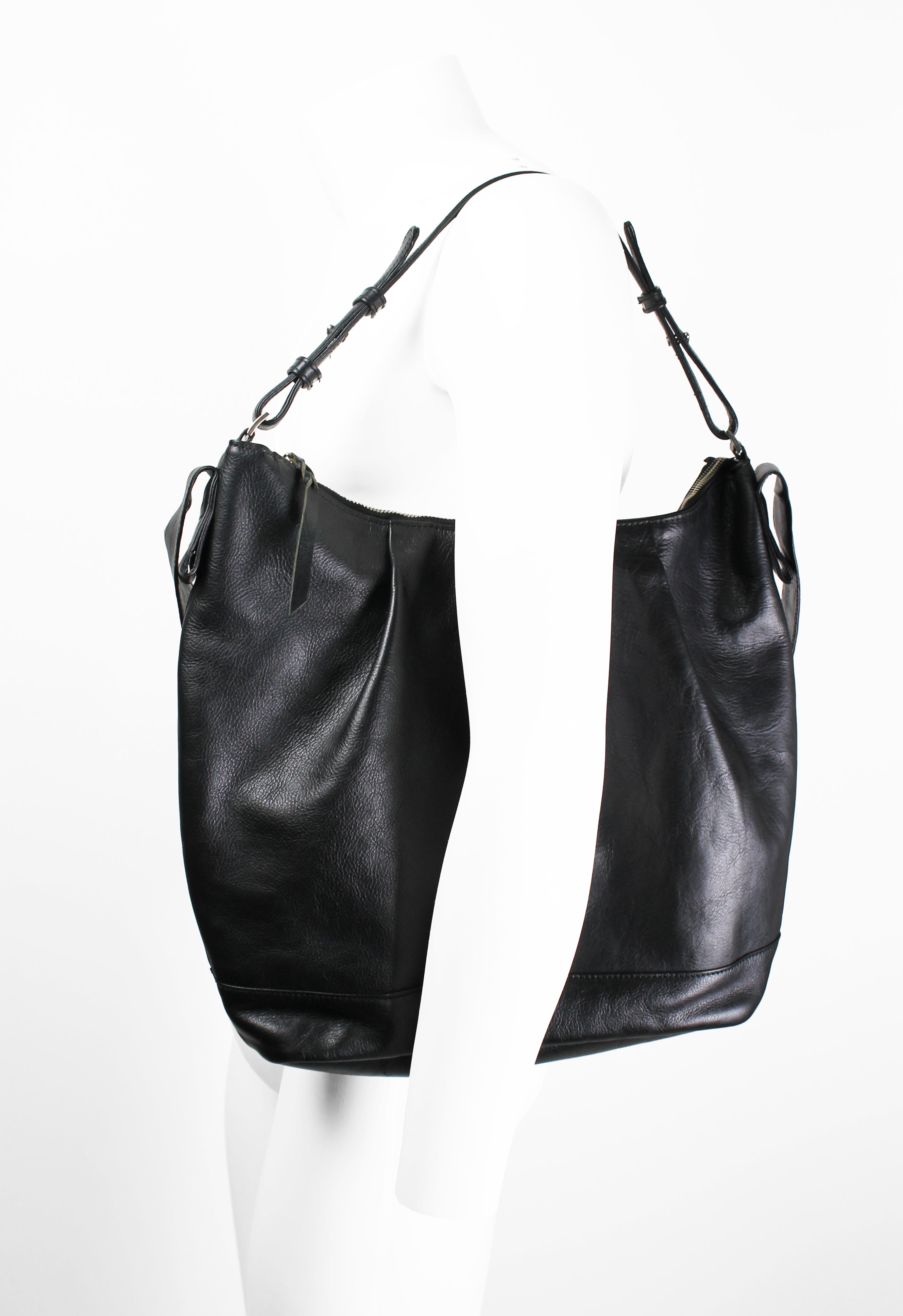 YOHJI YAMAMOTO Y'S FW 2013 LARGE LEATHER DOUBLE STRAP BAG