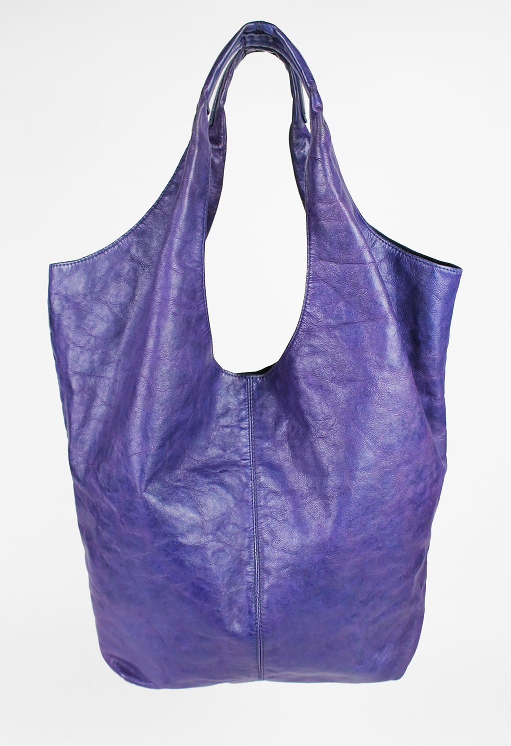 YOHJI YAMAMOTO Y'S DYED PURPLE LEATHER SHOPPER BAG
