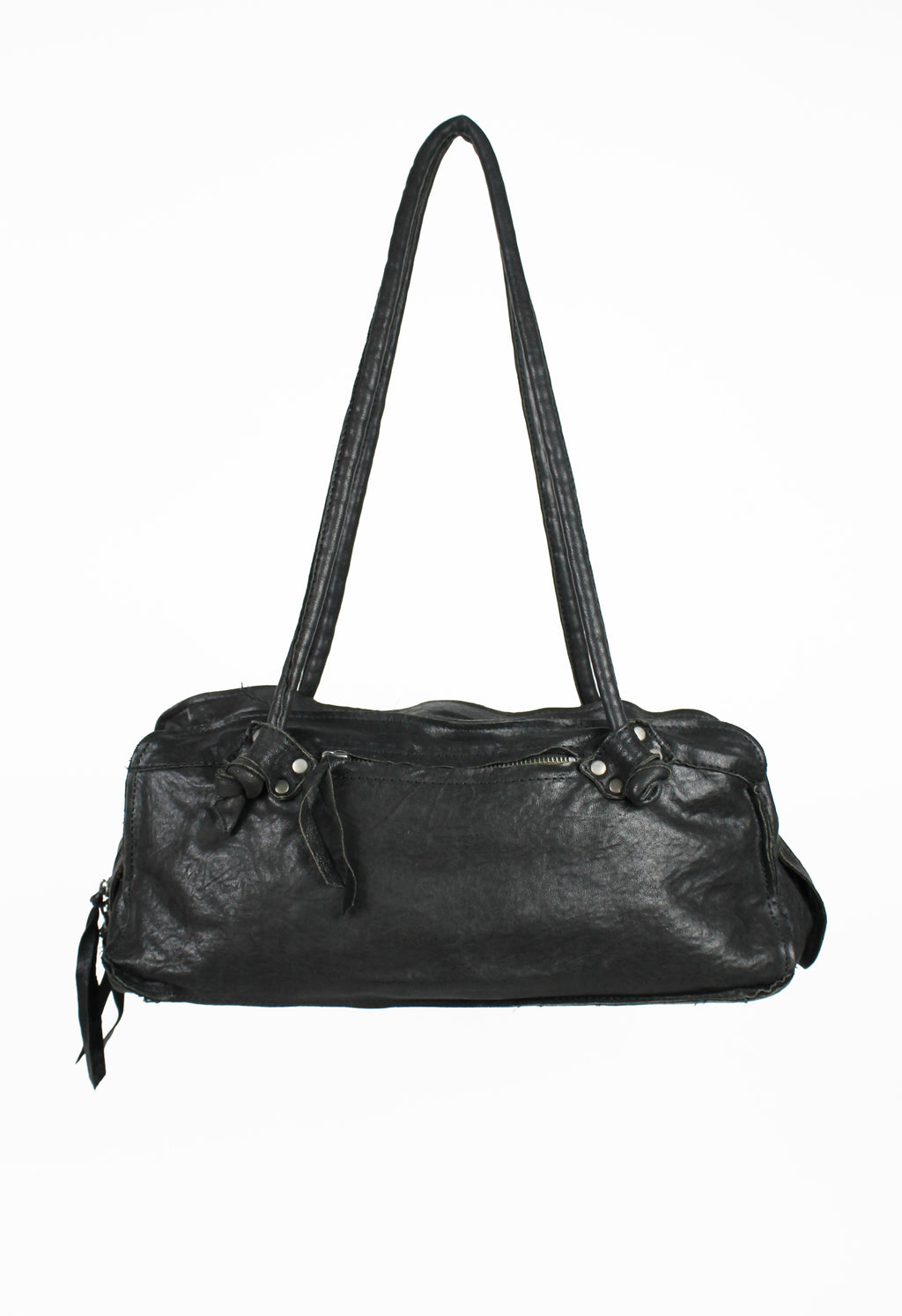 YOHJI YAMAMOTO FW 2010 FRAYED LEATHER SHOULDER BAG