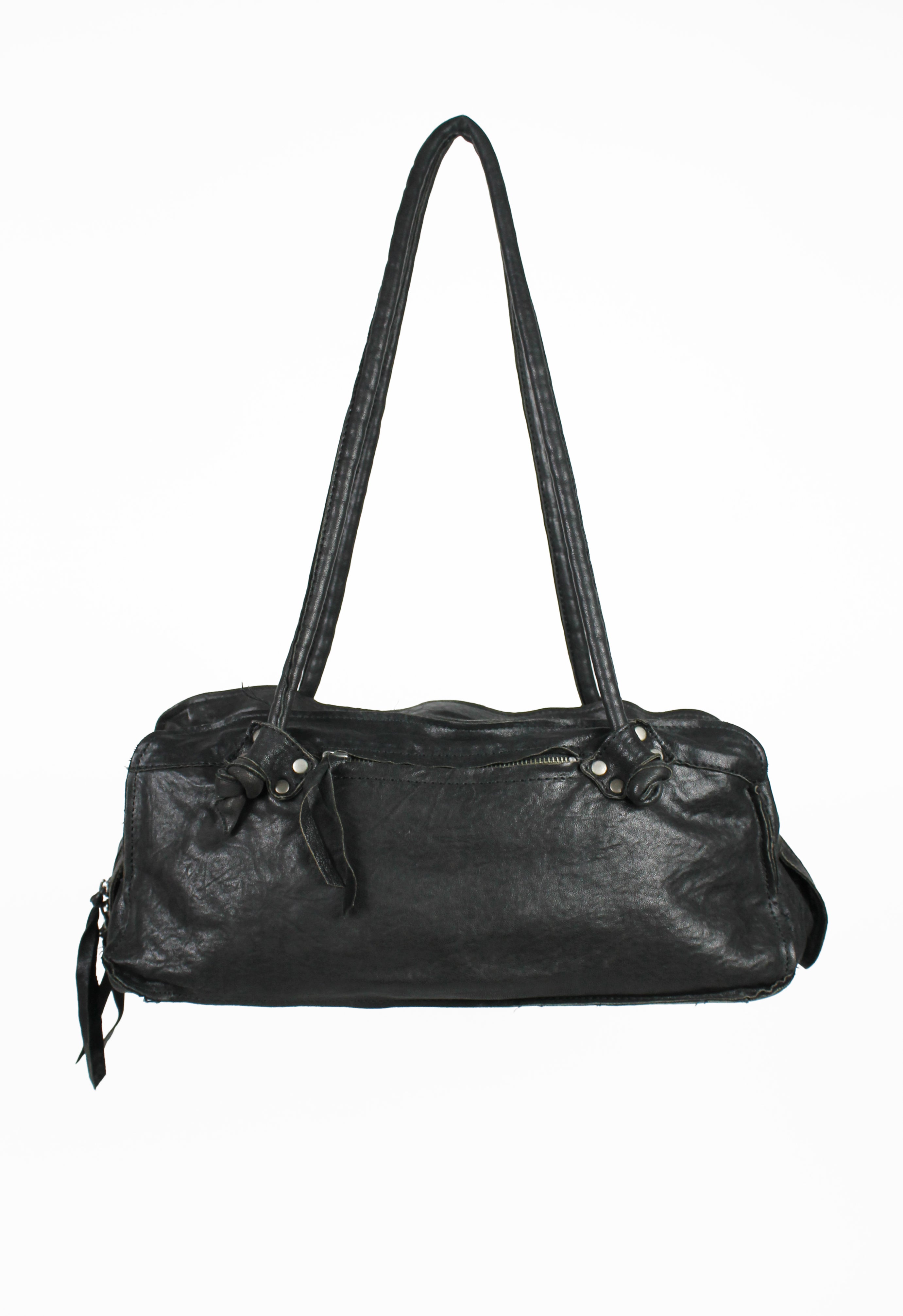 YOHJI YAMAMOTO FW 2010 FRAYED LEATHER SHOULDER BAG
