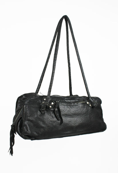 YOHJI YAMAMOTO FW 2010 FRAYED LEATHER SHOULDER BAG