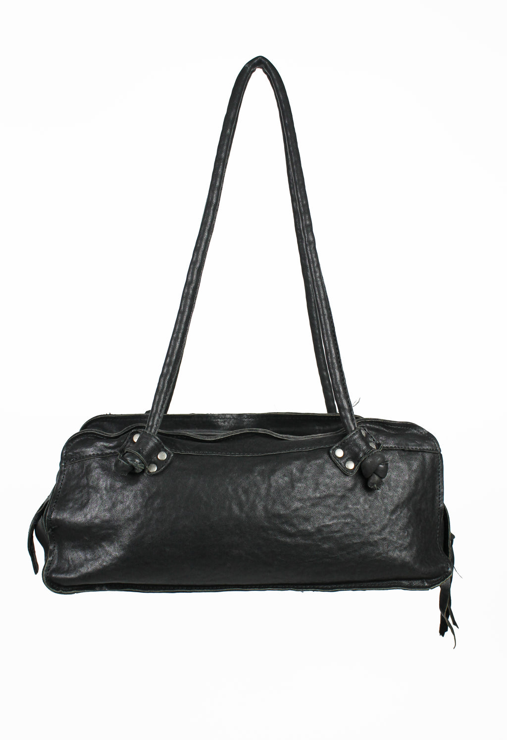 YOHJI YAMAMOTO FW 2010 FRAYED LEATHER SHOULDER BAG