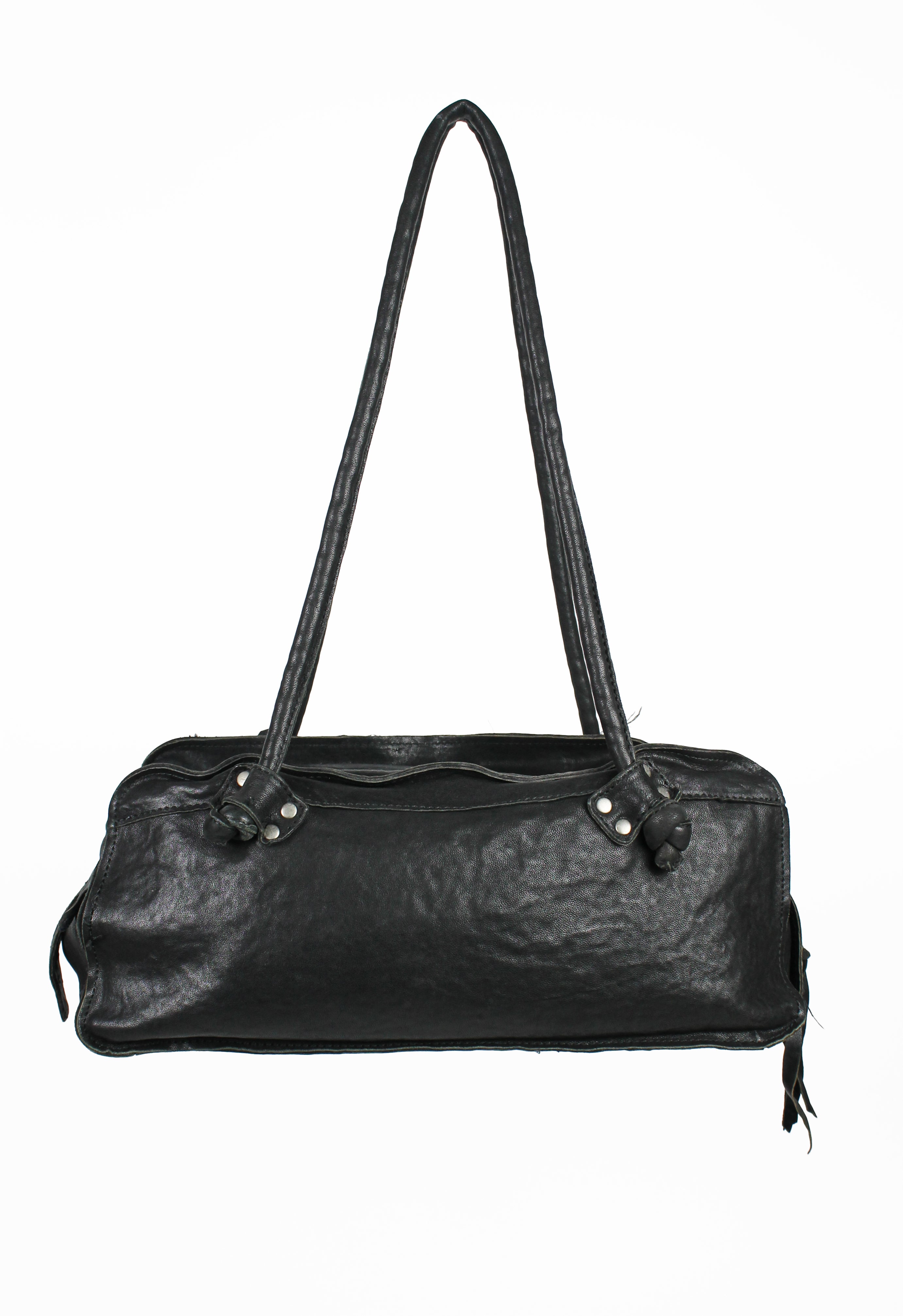YOHJI YAMAMOTO FW 2010 FRAYED LEATHER SHOULDER BAG
