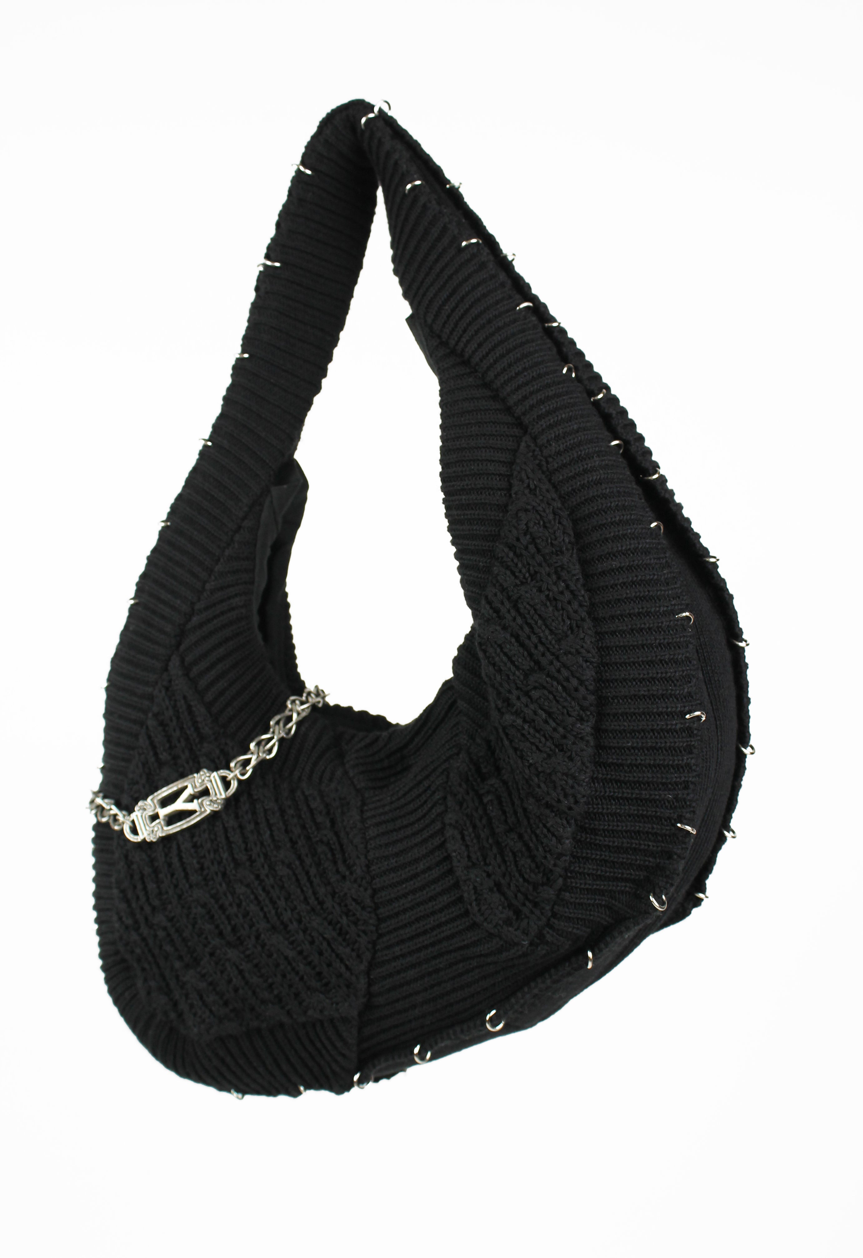 YOHJI YAMAMOTO KNITTED PIERCING & CHAIN BAG