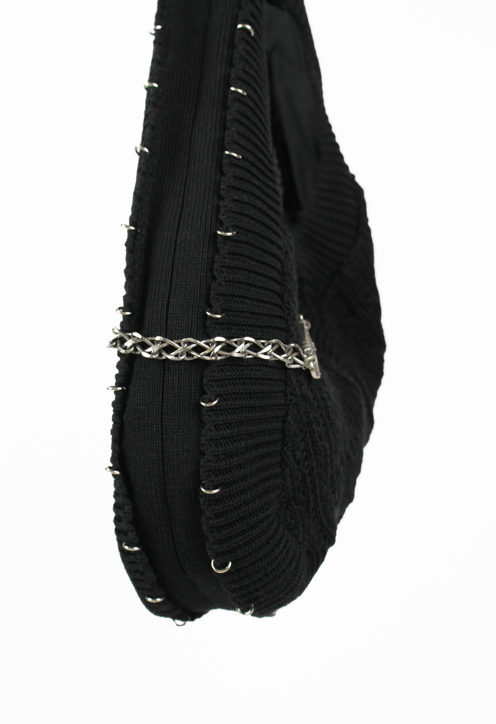 YOHJI YAMAMOTO KNITTED PIERCING & CHAIN BAG