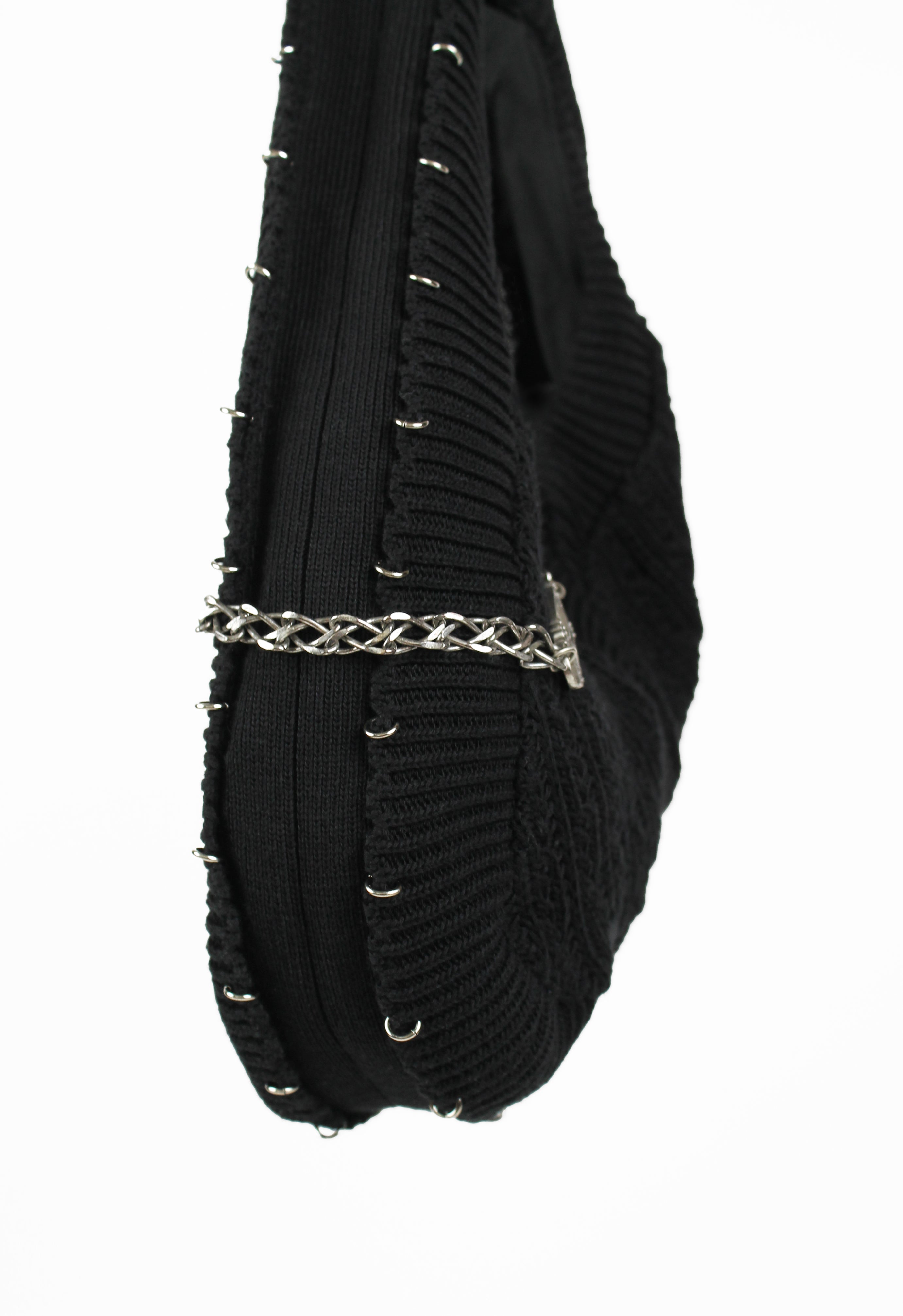 YOHJI YAMAMOTO KNITTED PIERCING & CHAIN BAG
