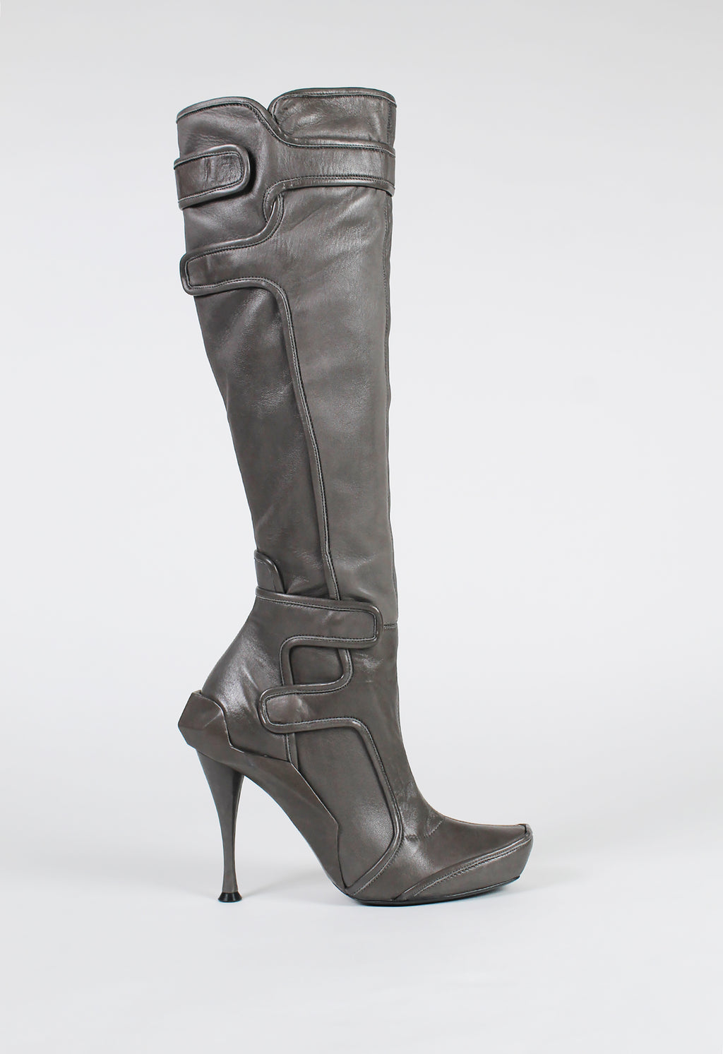 CELINE FW 2008 KNEE HIGH MULTI-STRAP HEELED BOOTS