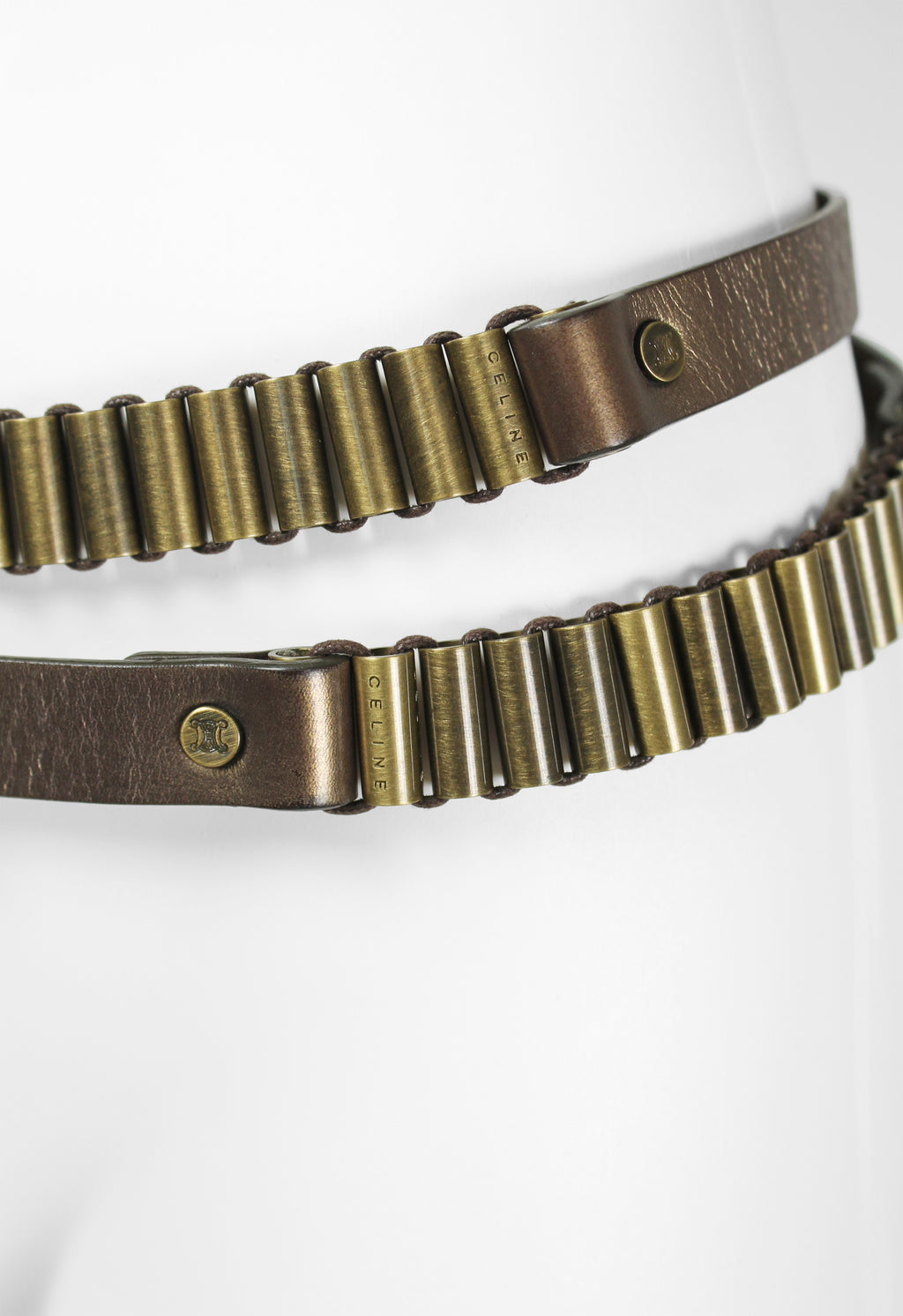 CELINE SS 2001 METALLIC BULLET BELT