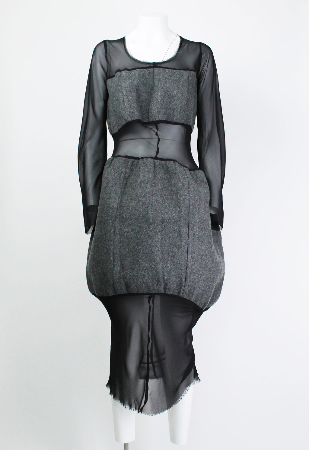 COMME DES GARCONS FW 1993 SHEER DRESS WITH WOOL PANELS