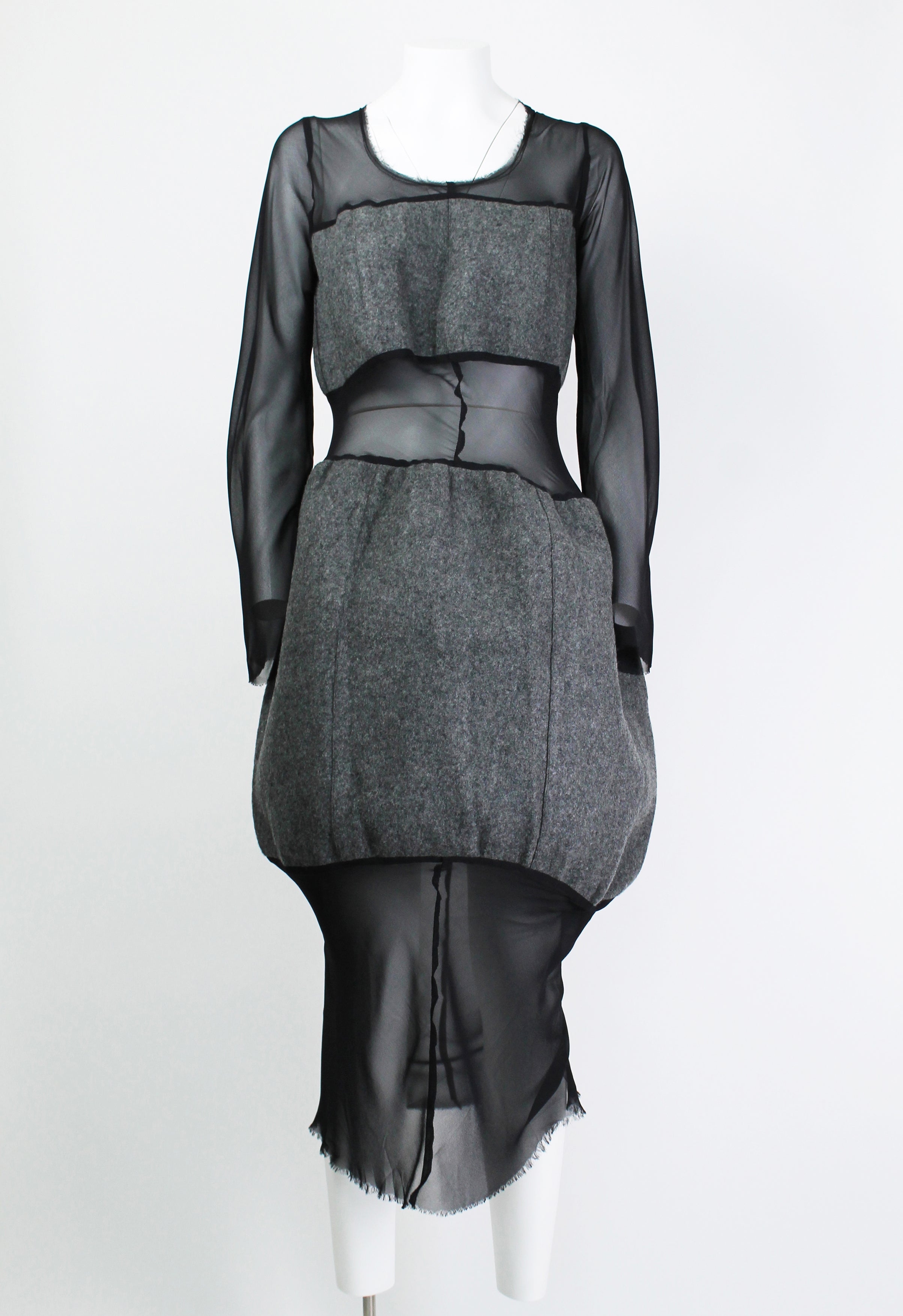 COMME DES GARCONS FW 1993 SHEER DRESS WITH WOOL PANELS