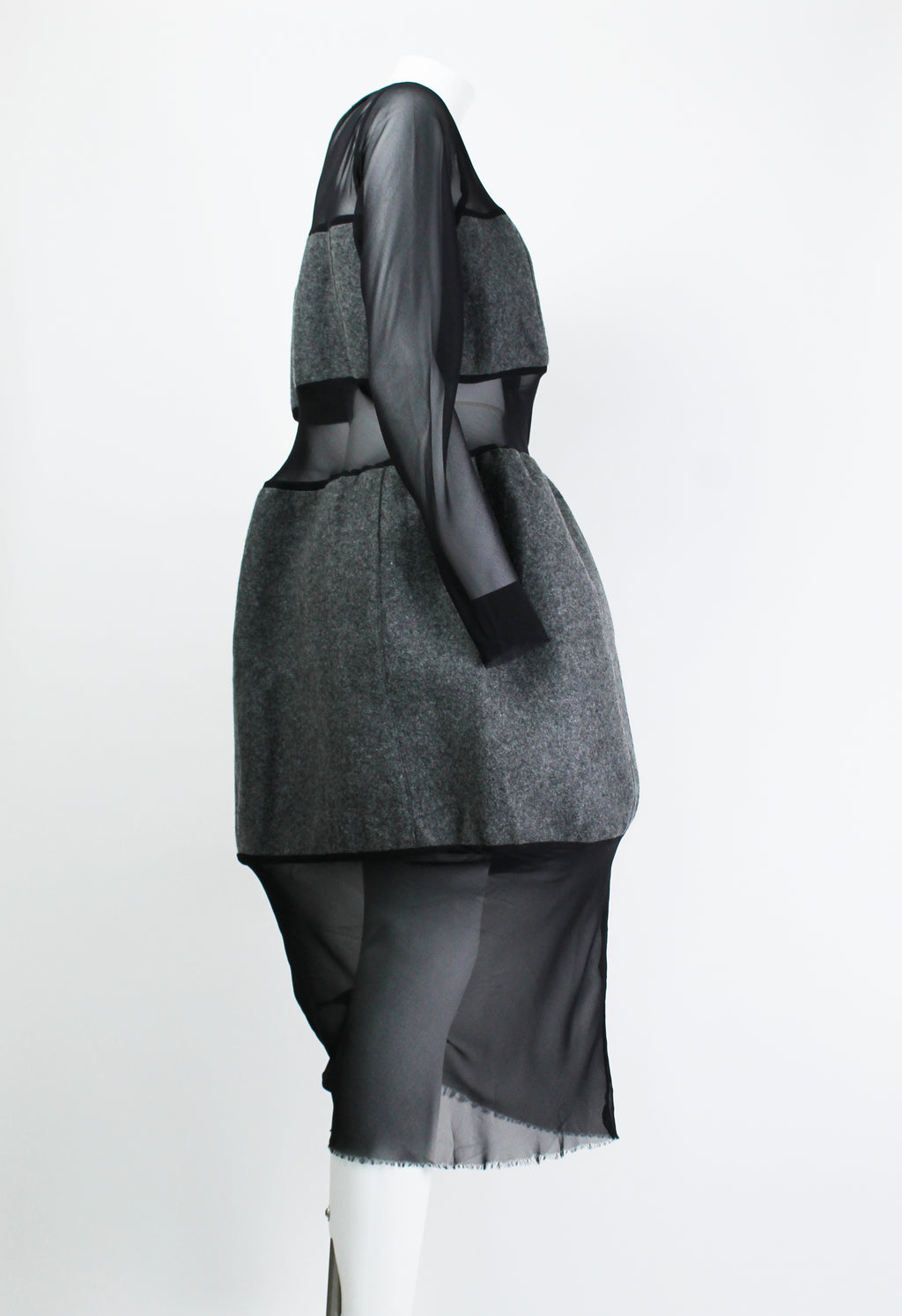 COMME DES GARCONS FW 1993 SHEER DRESS WITH WOOL PANELS