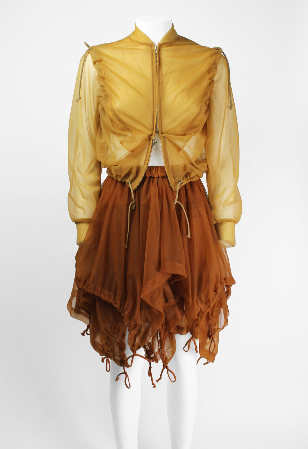 COMME DES GARCONS FW 1990 SHEER RUCHED BOMBER JACKET