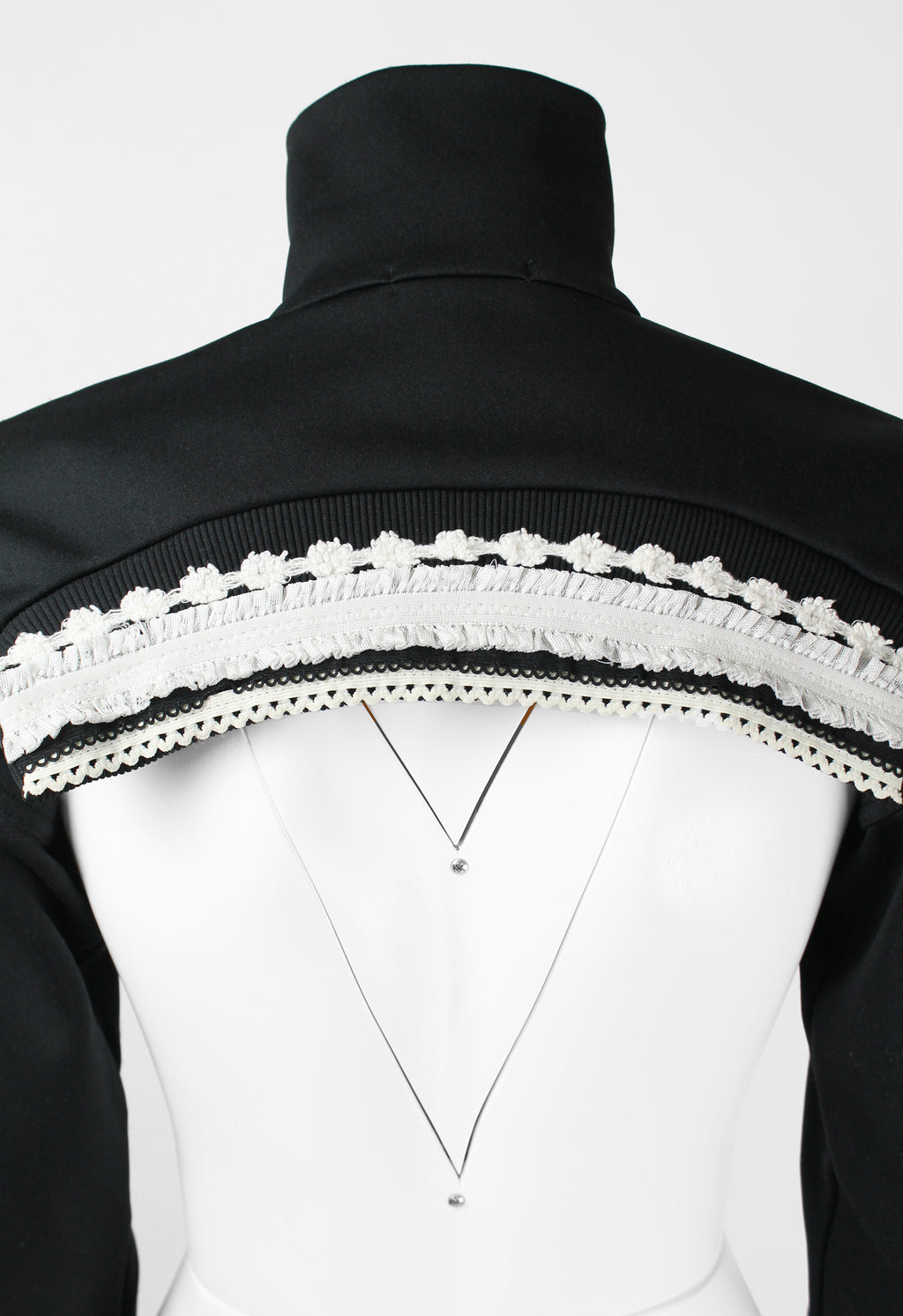COMME DES GARCONS FW 2001 ZIP-UP JERSEY BOLERO WITH LACE BACK