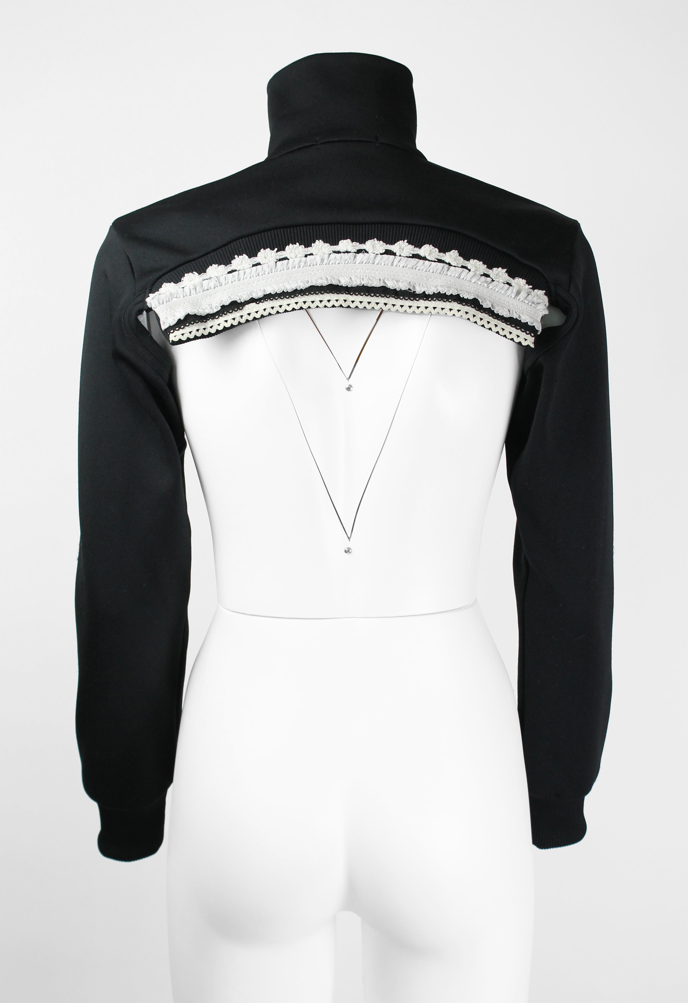 COMME DES GARCONS FW 2001 ZIP-UP JERSEY BOLERO WITH LACE BACK