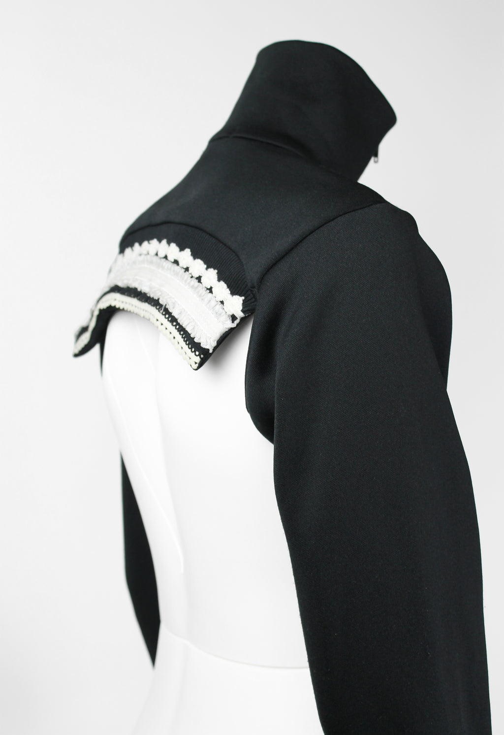 COMME DES GARCONS FW 2001 ZIP-UP JERSEY BOLERO WITH LACE BACK