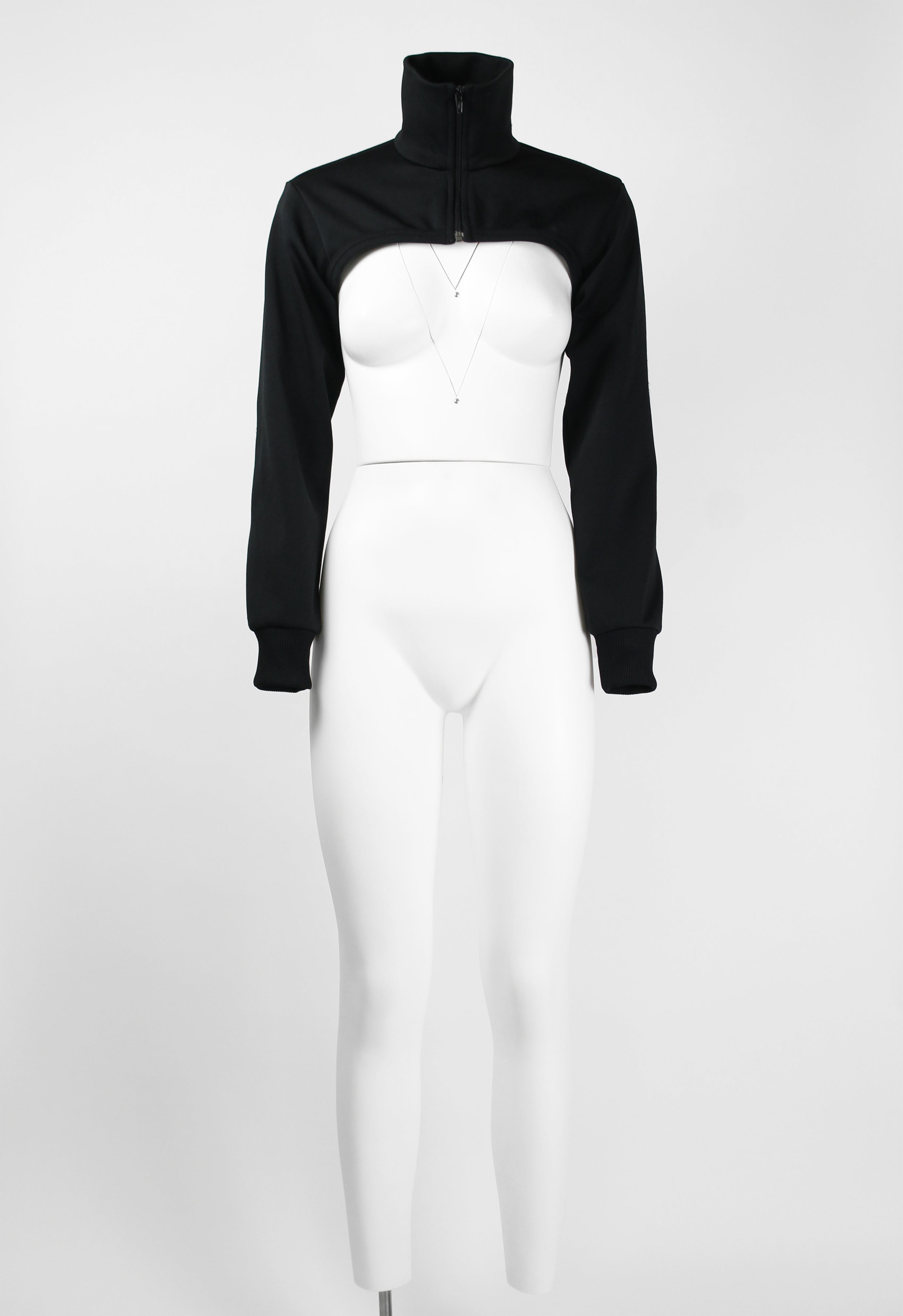 COMME DES GARCONS FW 2001 ZIP-UP JERSEY BOLERO WITH LACE BACK