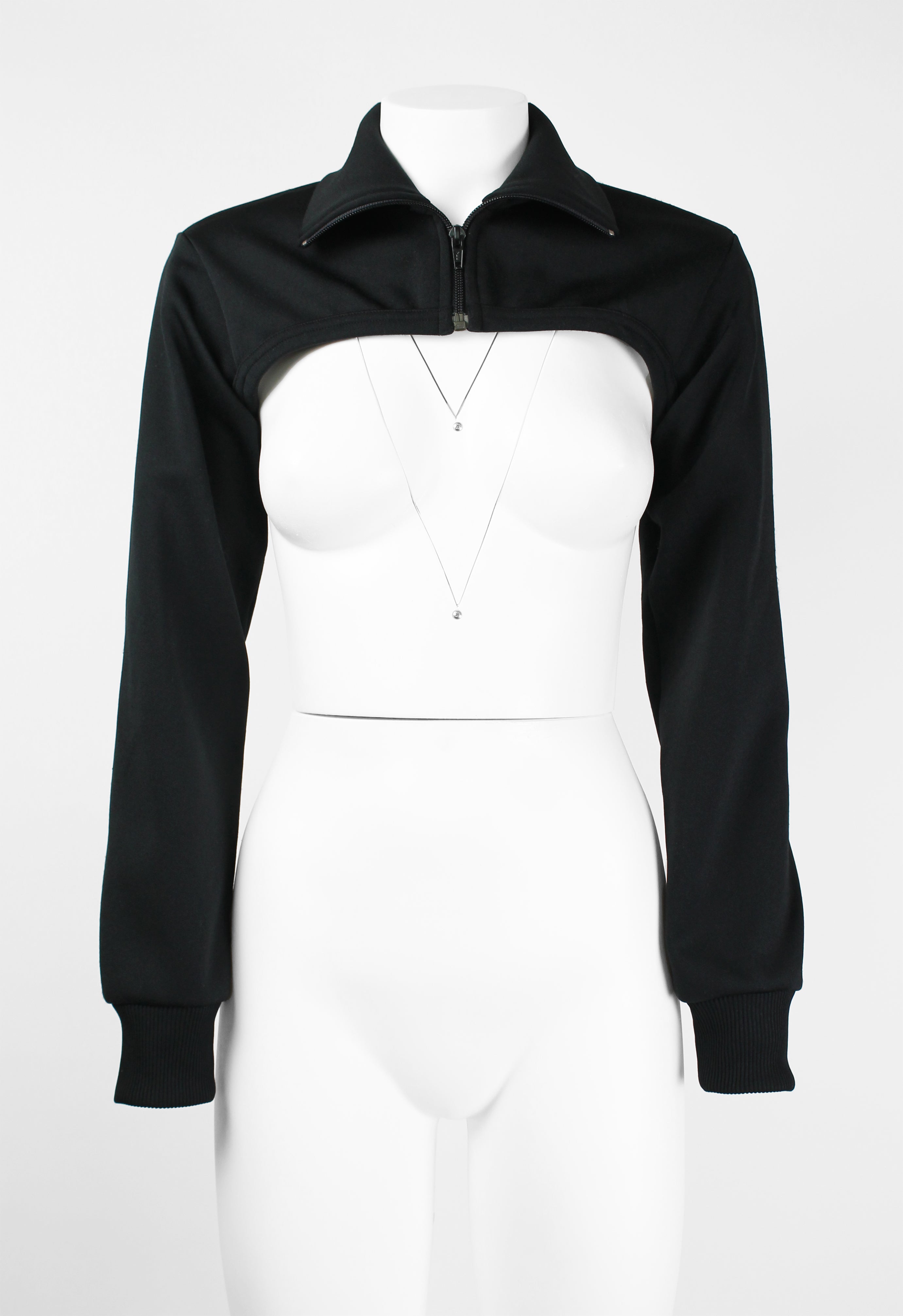 COMME DES GARCONS FW 2001 ZIP-UP JERSEY BOLERO WITH LACE BACK