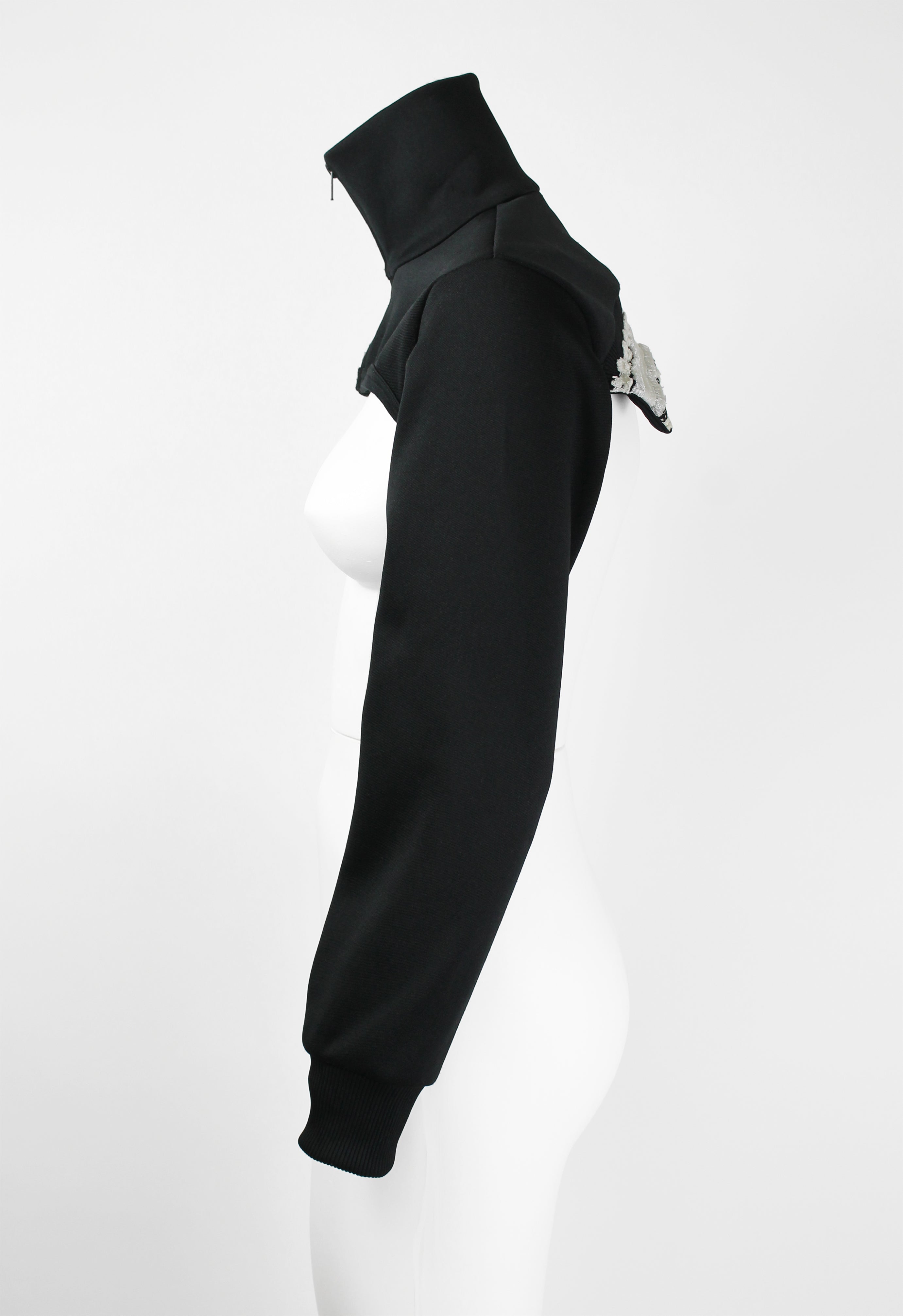 COMME DES GARCONS FW 2001 ZIP-UP JERSEY BOLERO WITH LACE BACK