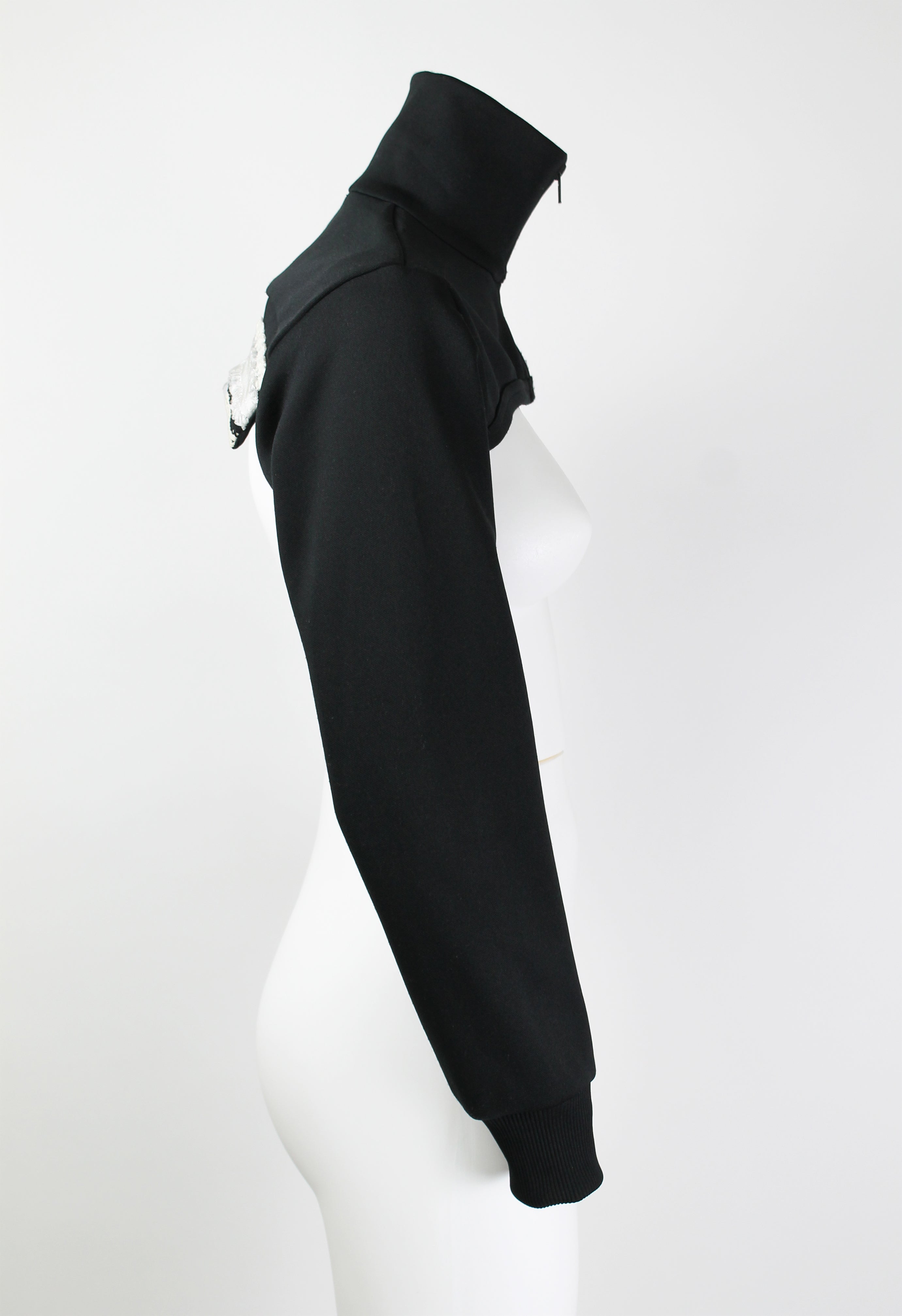 COMME DES GARCONS FW 2001 ZIP-UP JERSEY BOLERO WITH LACE BACK