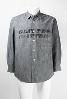 COMME DES GARCONS HOMME 2002 PAINTED GLITTER GLITTER DENIM SHIRT