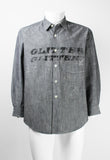 COMME DES GARCONS HOMME 2002 PAINTED GLITTER GLITTER DENIM SHIRT