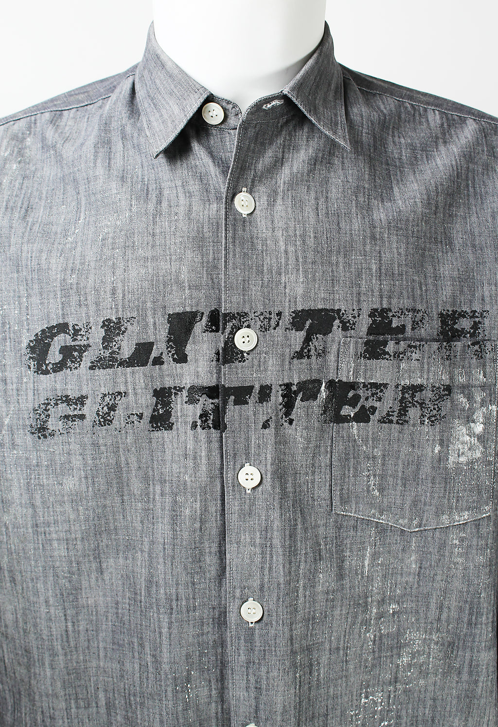 COMME DES GARCONS HOMME 2002 PAINTED GLITTER GLITTER DENIM SHIRT