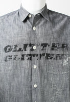 COMME DES GARCONS HOMME 2002 PAINTED GLITTER GLITTER DENIM SHIRT