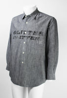 COMME DES GARCONS HOMME 2002 PAINTED GLITTER GLITTER DENIM SHIRT