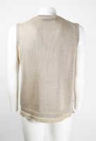 COMME DES GARCONS HOMME PLUS SS 2002 KNITTED LINEN VEST WITH PAINTED FLOWERS