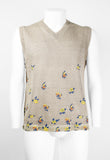 COMME DES GARCONS HOMME PLUS SS 2002 KNITTED LINEN VEST WITH PAINTED FLOWERS