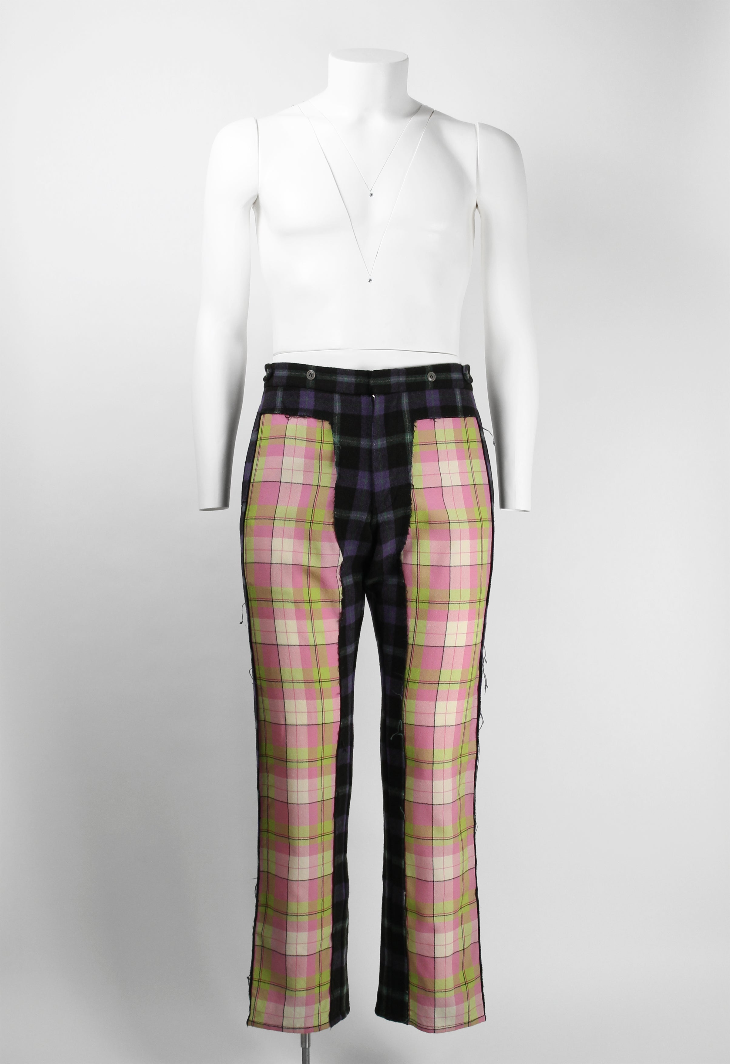 COMME DES GARCONS HOMME PLUS FW 2000 DECONSTRUCTED PLAID TROUSERS