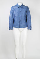 COMME DES GARCONS HOMME 2004 BLUE DYED LEATHER JACKET