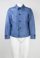 COMME DES GARCONS HOMME 2004 BLUE DYED LEATHER JACKET