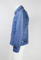 COMME DES GARCONS HOMME 2004 BLUE DYED LEATHER JACKET