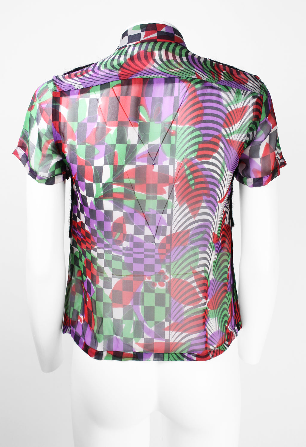 COMME DES GARCONS SS 2001 OPTICAL ILLUSION SILK SHIRT
