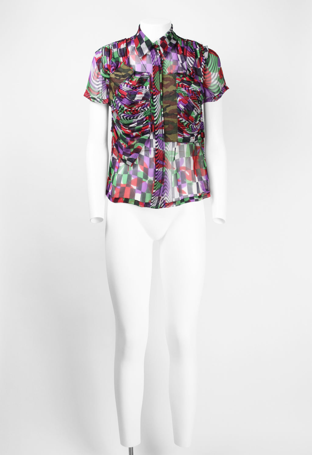 COMME DES GARCONS SS 2001 OPTICAL ILLUSION SILK SHIRT