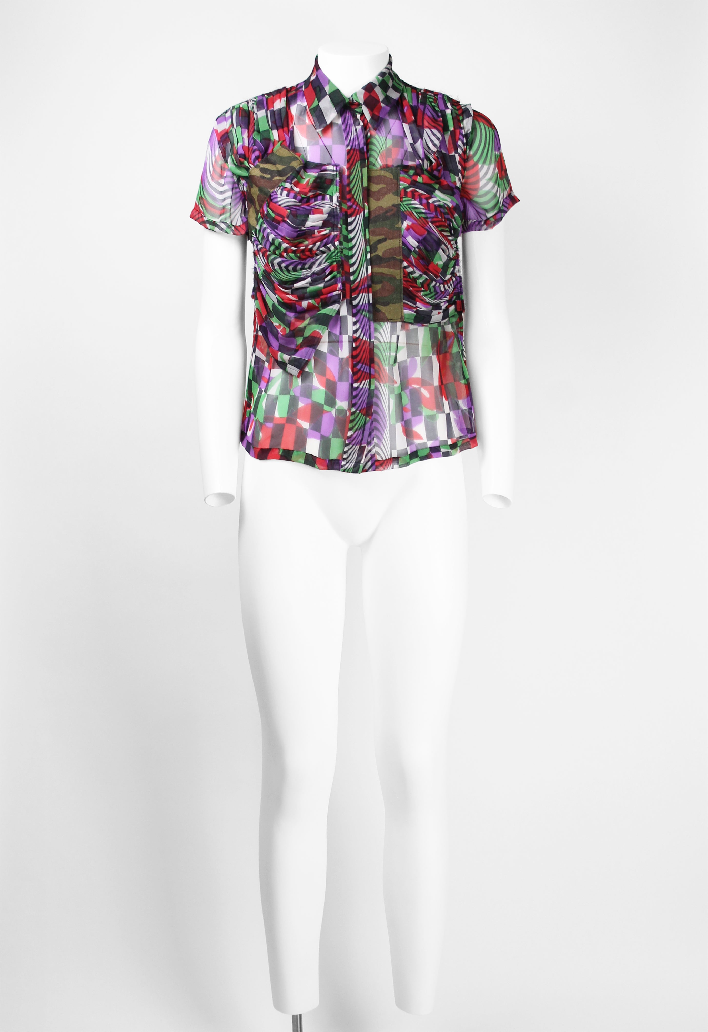 COMME DES GARCONS SS 2001 OPTICAL ILLUSION SILK SHIRT