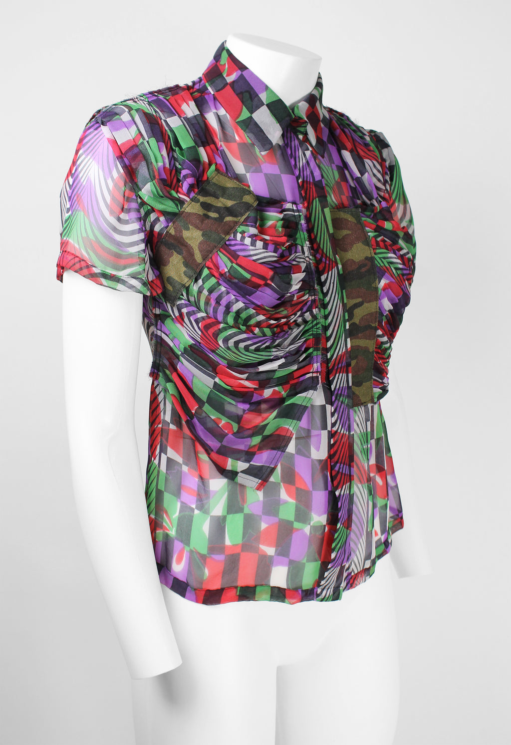 COMME DES GARCONS SS 2001 OPTICAL ILLUSION SILK SHIRT