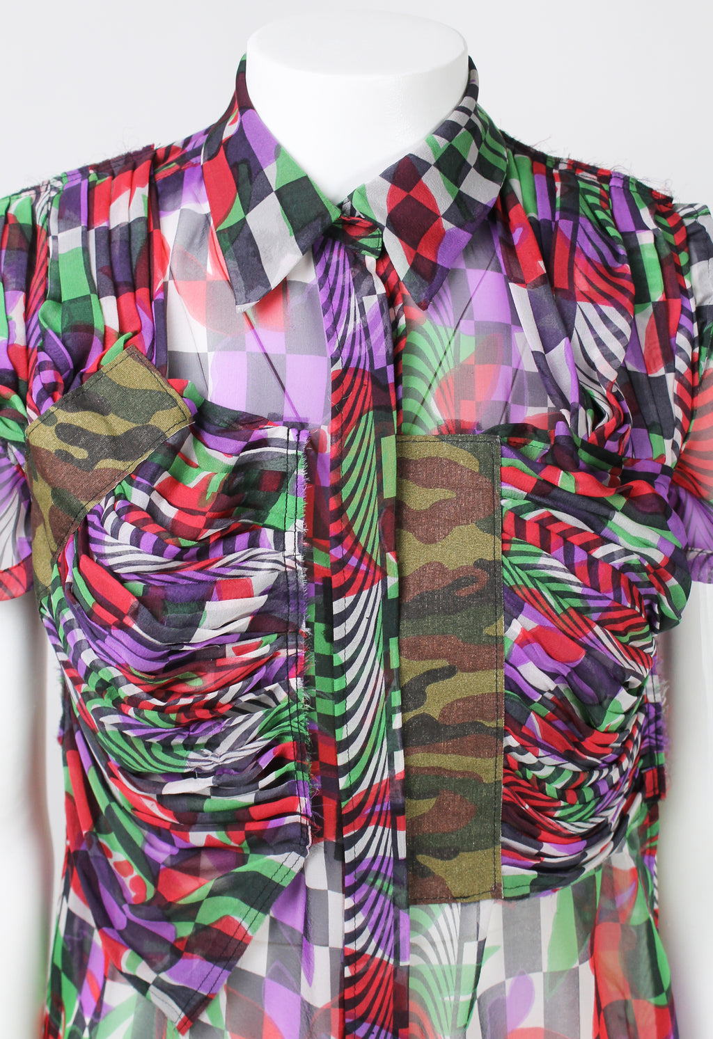 COMME DES GARCONS SS 2001 OPTICAL ILLUSION SILK SHIRT