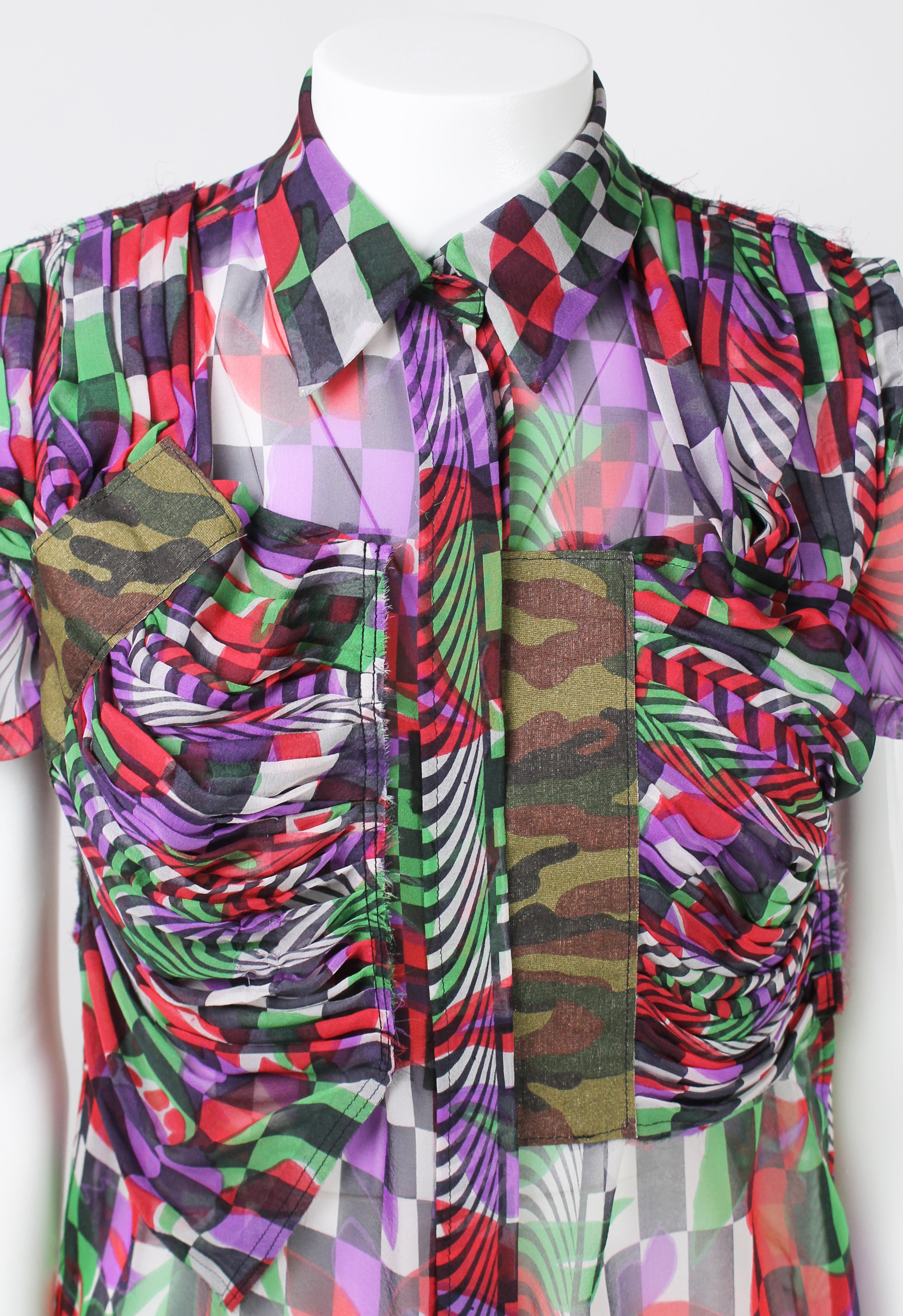 COMME DES GARCONS SS 2001 OPTICAL ILLUSION SILK SHIRT