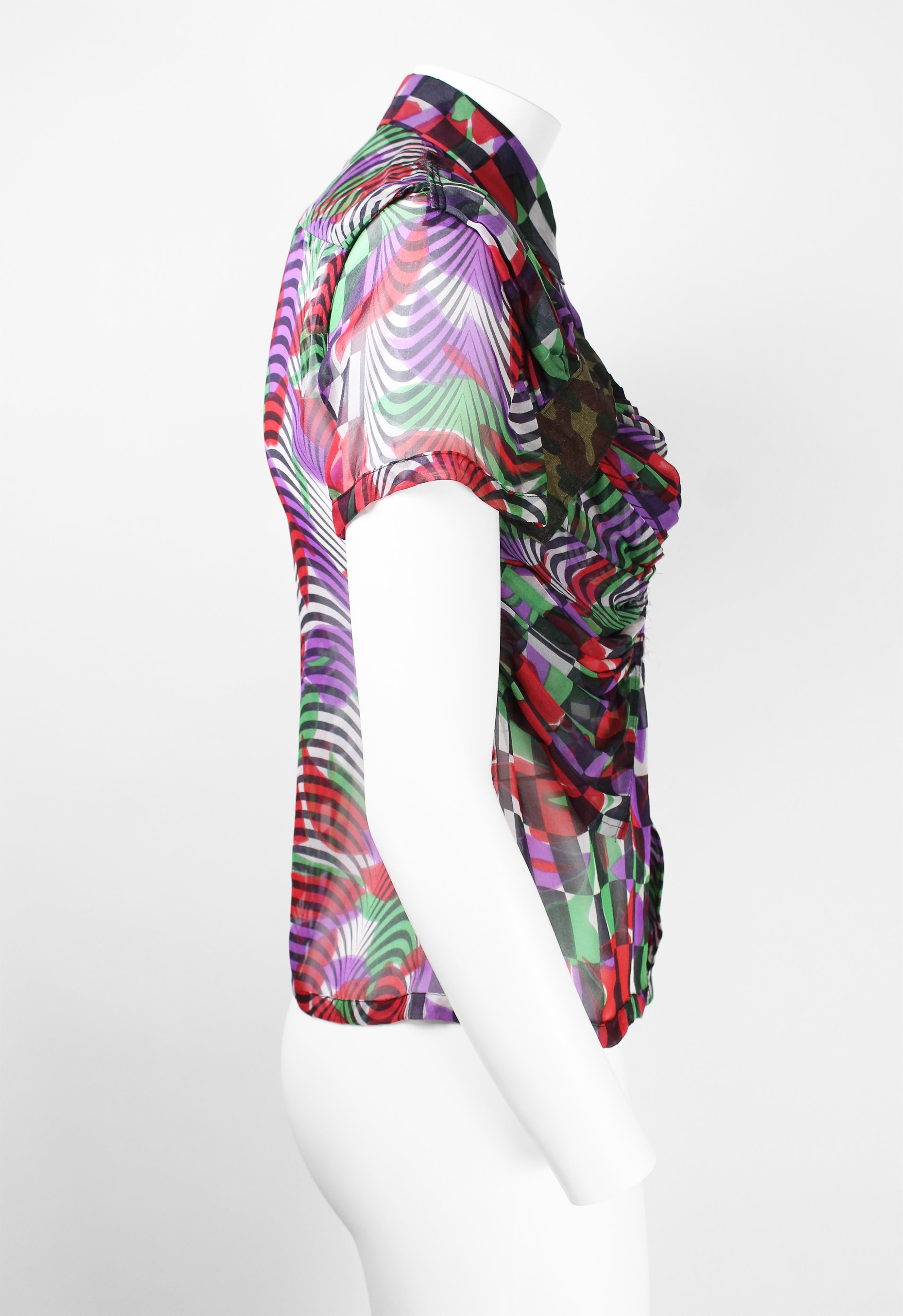 COMME DES GARCONS SS 2001 OPTICAL ILLUSION SILK SHIRT