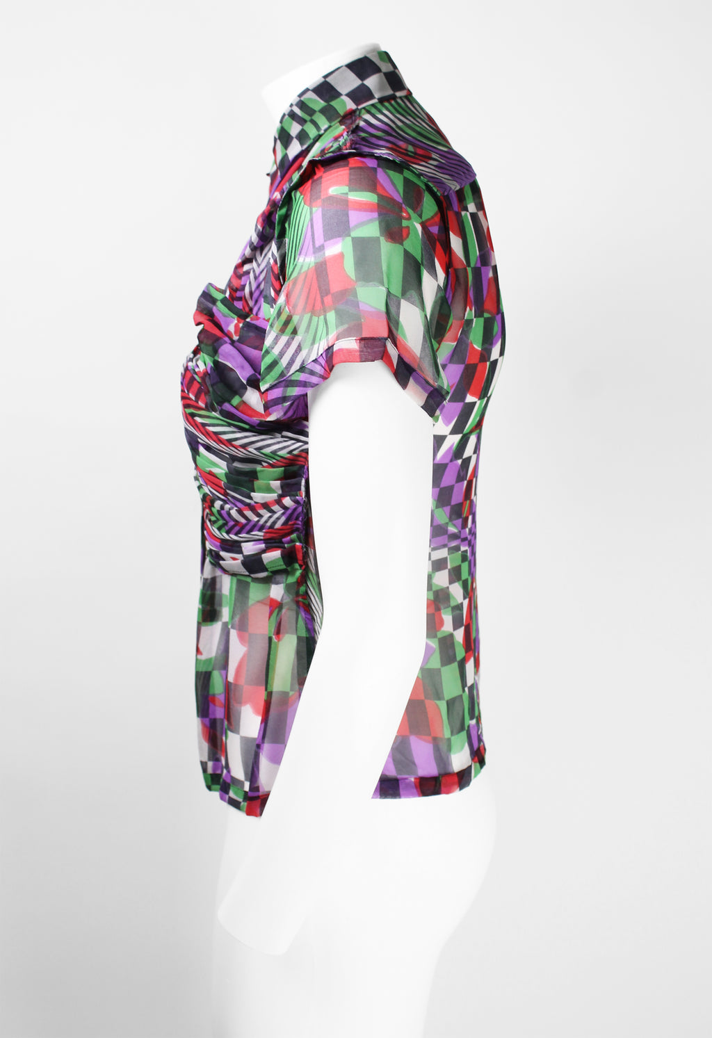 COMME DES GARCONS SS 2001 OPTICAL ILLUSION SILK SHIRT