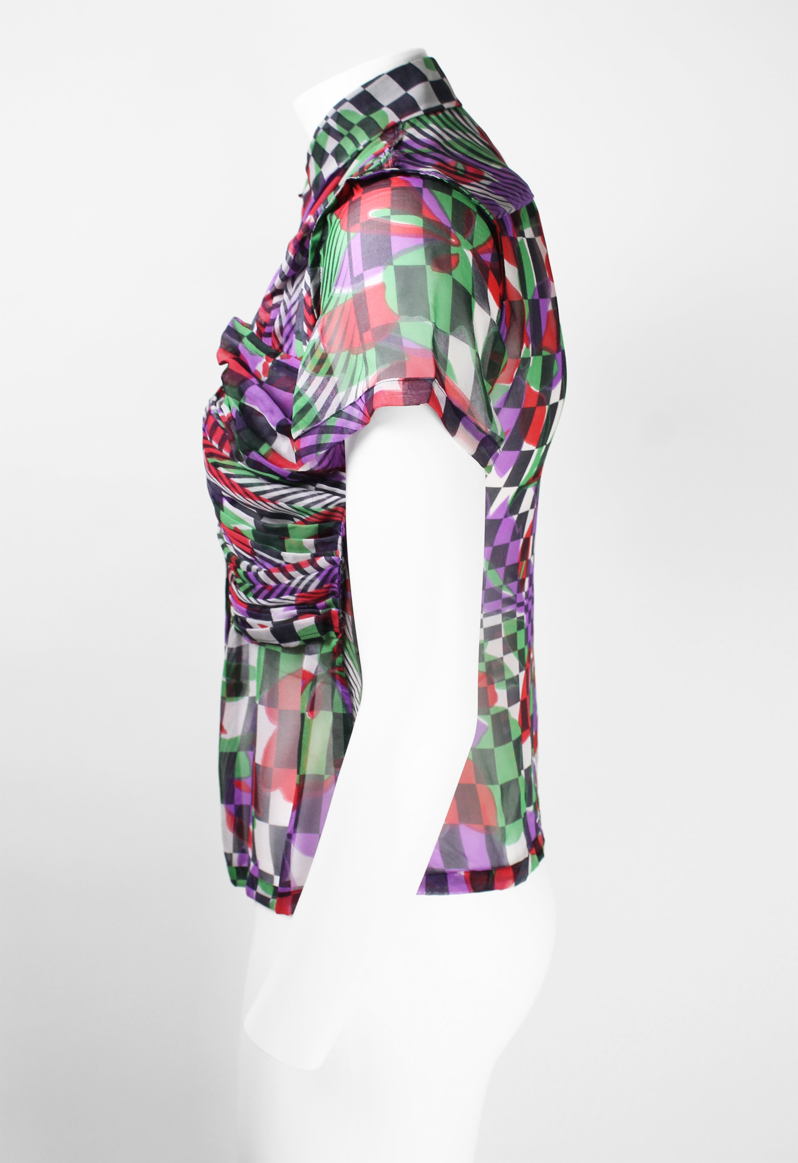 COMME DES GARCONS SS 2001 OPTICAL ILLUSION SILK SHIRT