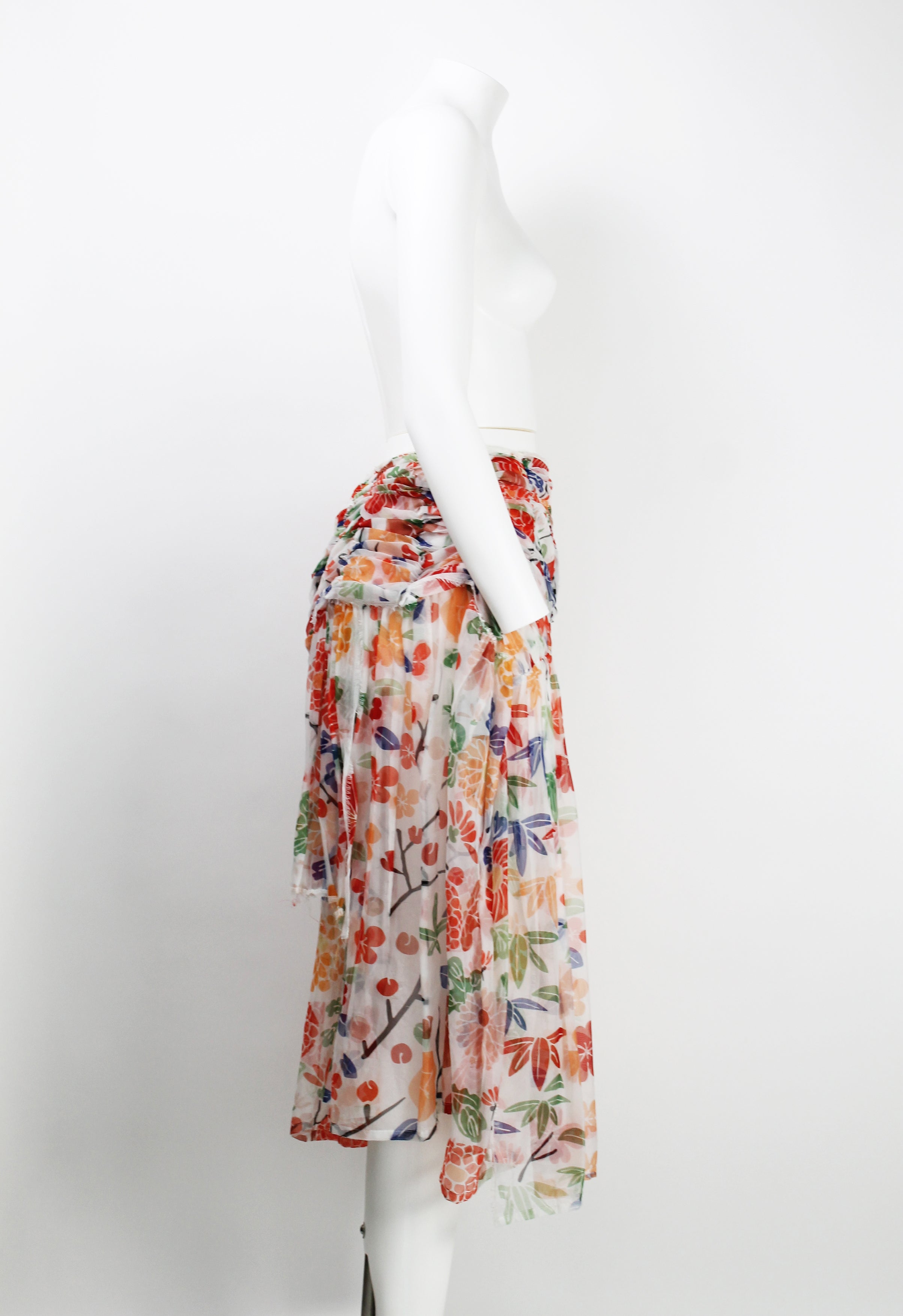 COMME DES GARCONS SS 2006 FLORAL GATHERED SHEER SKIRT