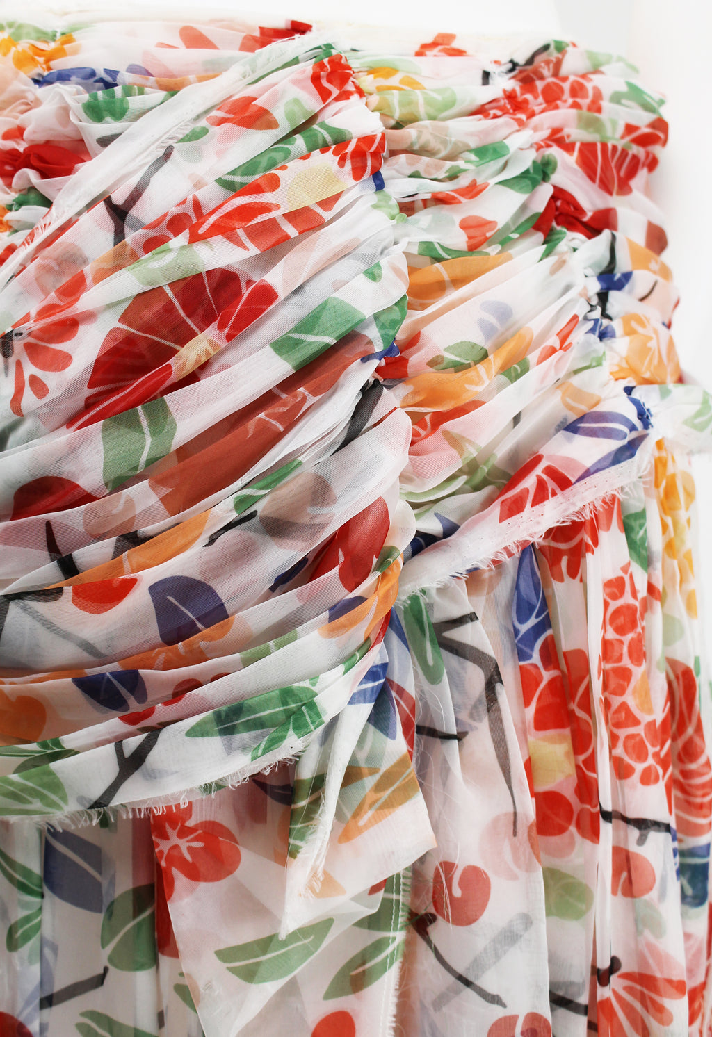 COMME DES GARCONS SS 2006 FLORAL GATHERED SHEER SKIRT