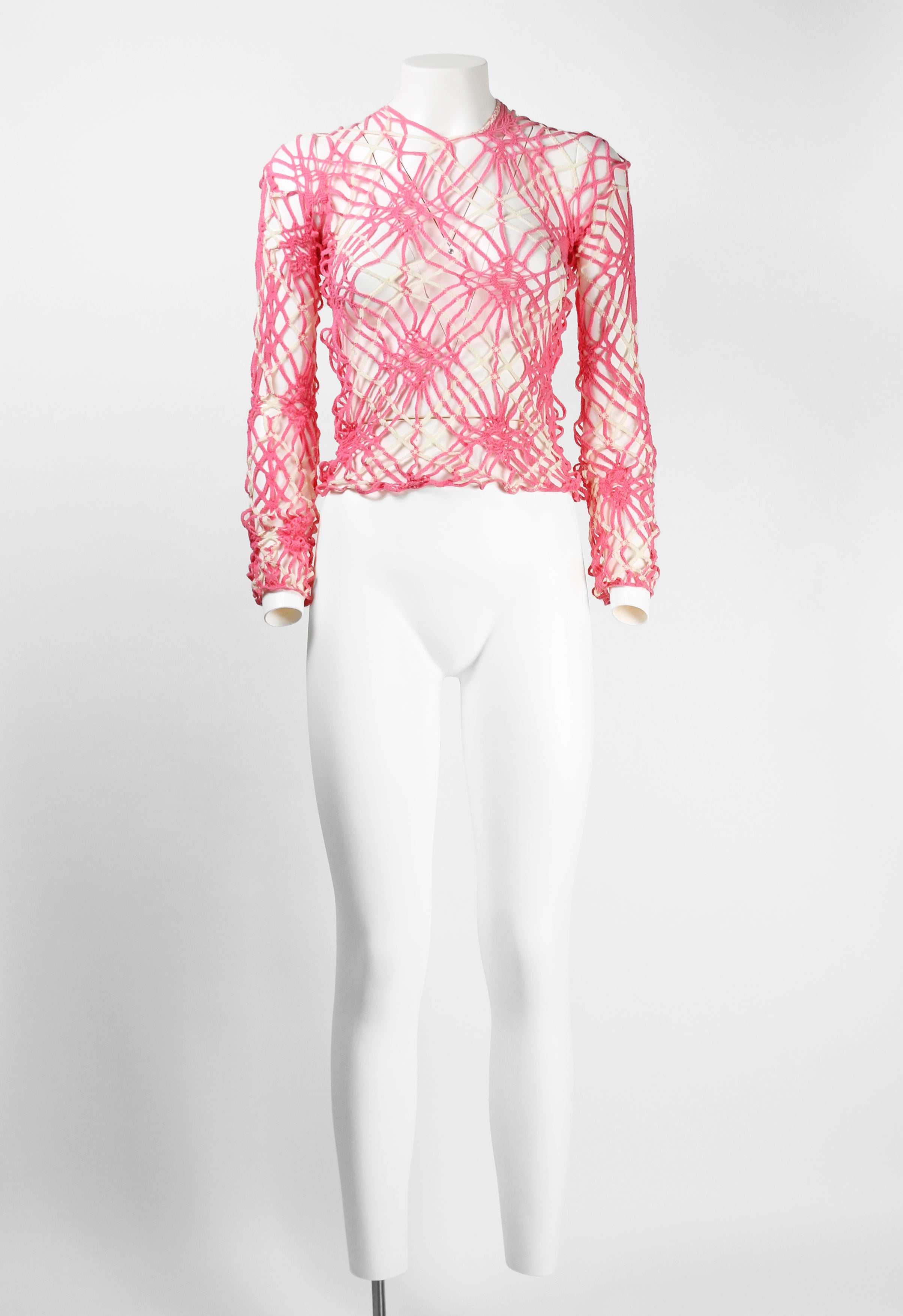 COMME DES GARCONS PINK SPIDER WEB MESH TOP