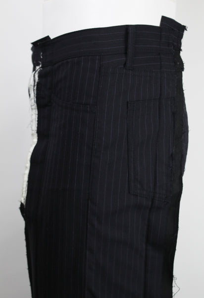 COMME DES GARCONS RECONSTRUCTED PINSTRIPE SAMPLE TROUSERS