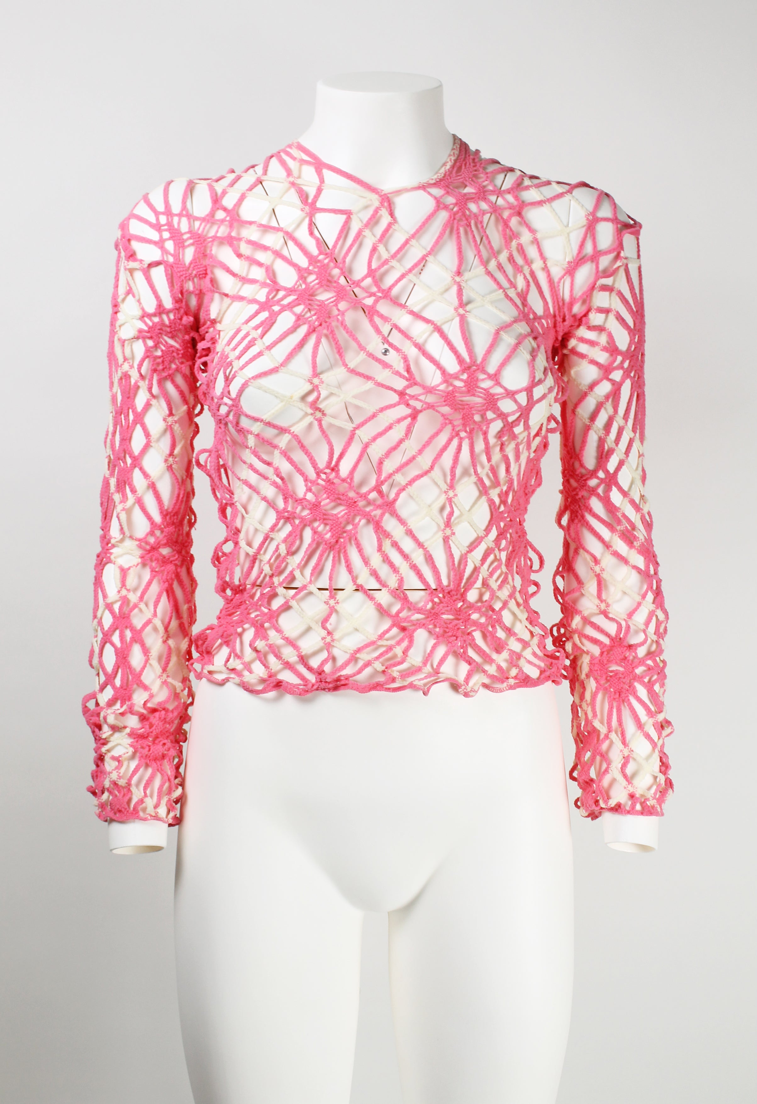 COMME DES GARCONS PINK SPIDER WEB MESH TOP